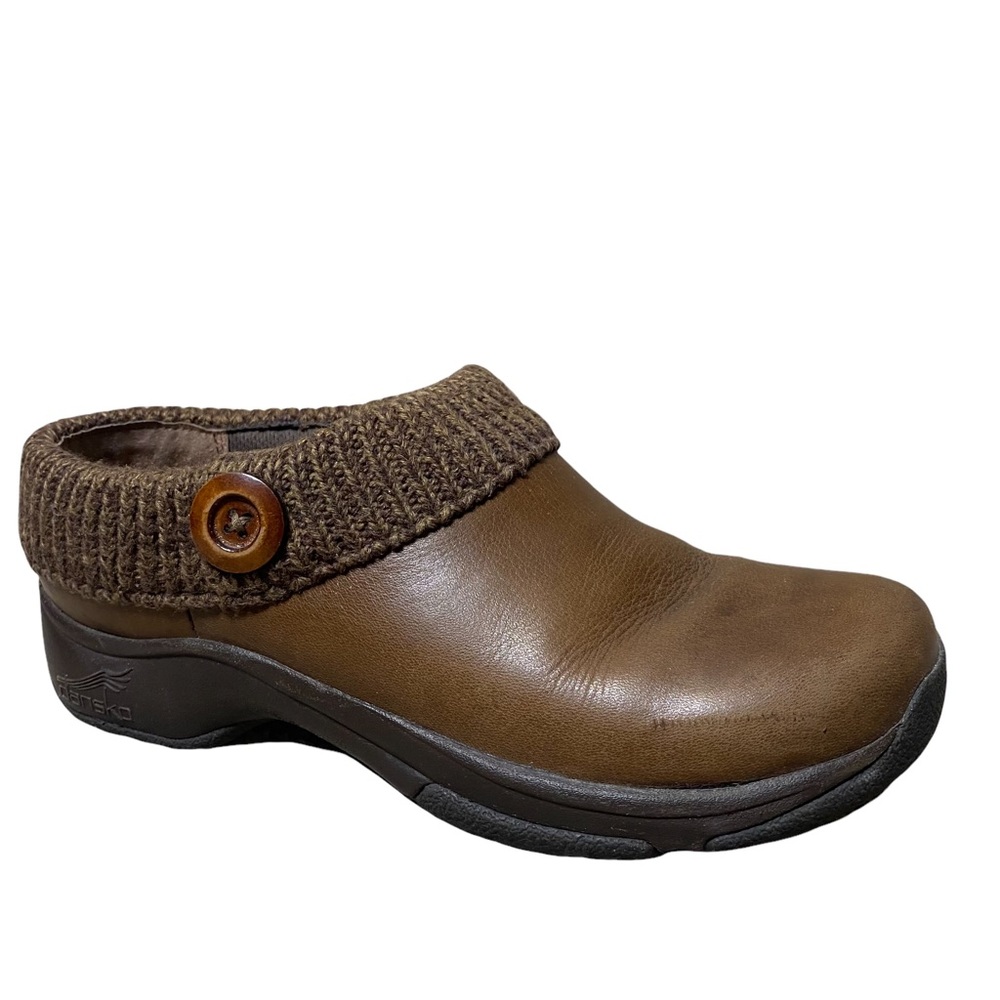 Dansko Kensie Brown Sweater Collar Comfort Leather Clogs EUR 39 Nursing .